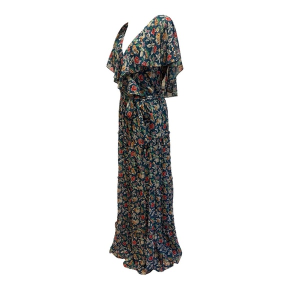Y2K RALPH LAUREN BLACK LABEL CRINKLE CHIFFON FLORAL TIERED MAXI DRESS SZ 16 - Picture 5 of 8